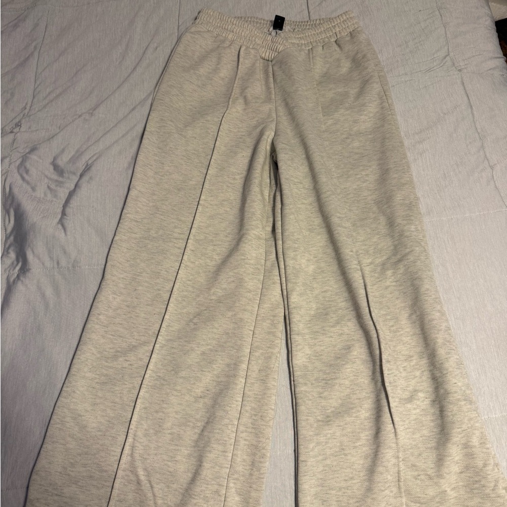 Light Gray Wide-Leg Sweatpants